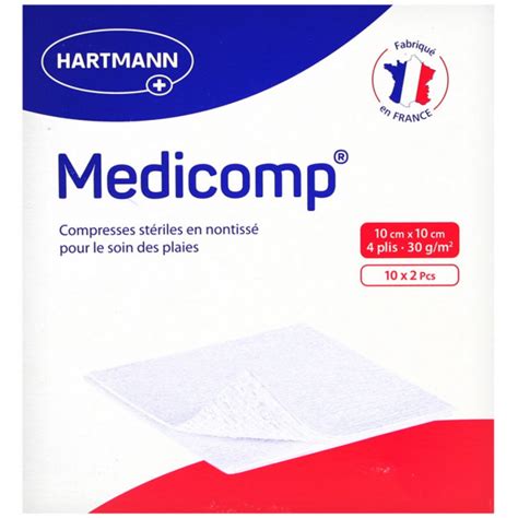 Hartmann Medicomp Compresses en Non Tissé Stériles 10 x 10 cm 10 x 2