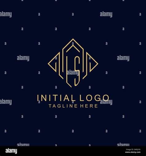 Initial Logo LS Monogram With Rhombus Line Style Design Vector Graphic