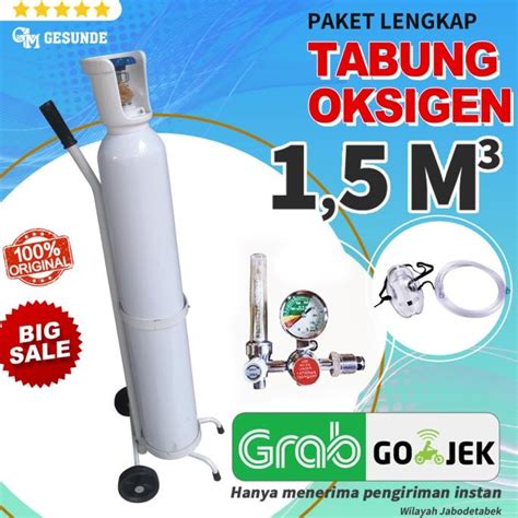 Jual Paket Lengkap 1SET Tabung Oksigen 1 5M3 SIAP PAKAI TROLI