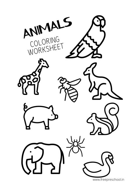 Coloring Worksheets Animals With Guide