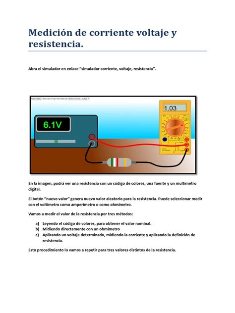 Medición De Corriente Voltaje Y Resistencia Pdf Medición