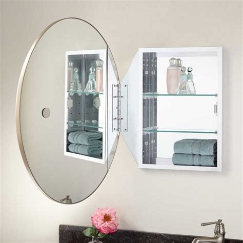 Favaloro Recessed Mount Oval Medicine Cabinet With Mirror Round Mirror Bathroom Medicine