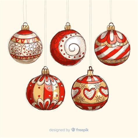 Coloridas Bolas De Navidad Dibujadas A Mano Vector Gratis