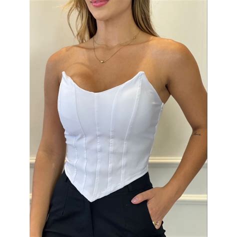 Cropped Corset Cropeed Tomara Que Caia Espartilho Corselet Shopee Brasil