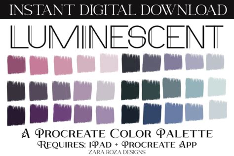 Luminescent Procreate Color Palette Graphic By Zararozadesigns