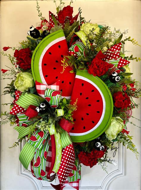 Watermelon Wreath Watermelon Deco Mesh Wreath Spring Wreath Summer