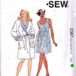 Kwik Sew Misses Lingerie Empire Nightgown Scuff Slippers Wrap Robe