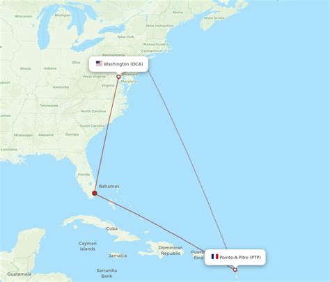 All Flight Routes From Pointe A Pitre To Washington Ptp To Dca