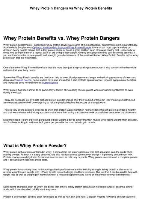 Ppt Whey Protein Dangerers And Benefits Powerpoint Presentation Free