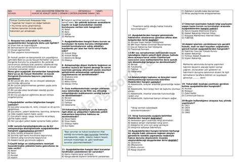 S N F Hukuk Ve Adalet D Nem Yaz L Sorular