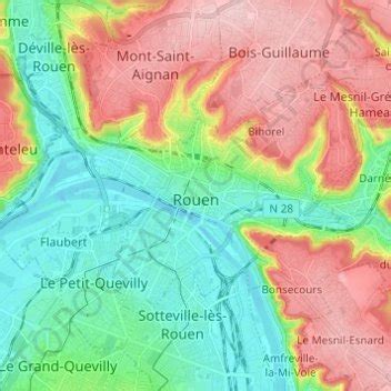 Carte Topographique Rouen Altitude Relief