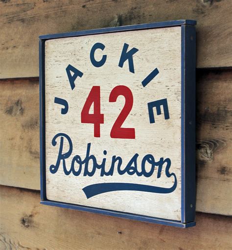 Vintage Wooden Sign Jackie Robinson 42 Etsy