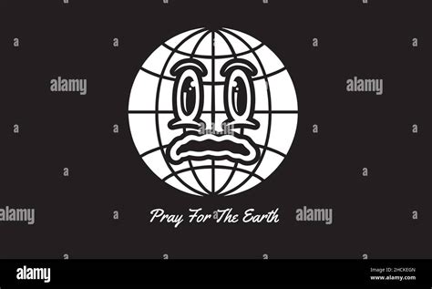 Pray For Earth Crying Emoji Earth Day Monogram Text Vector Template