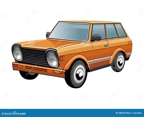 Orange Vehicle Car In Vector Illustration In Cartoon Style