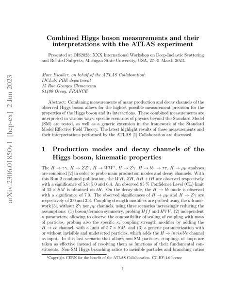 PDF Combined Higgs Boson Measurements And Their Interpretations With