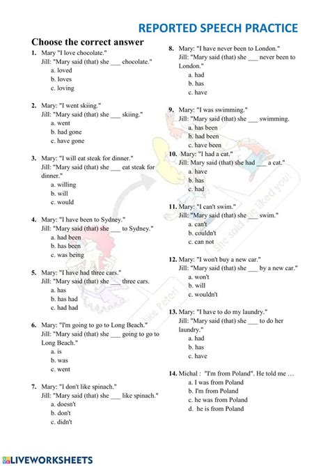 Reported Speech Exercises
