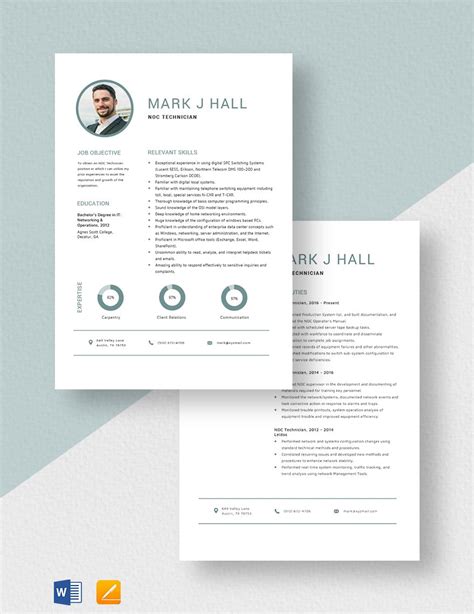 NOC Technician Resume in Word, Pages - Download | Template.net