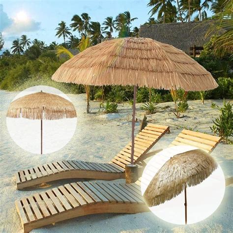 Amazon Webup Round Thatched Tiki Umbrella Hawaiian Parasol