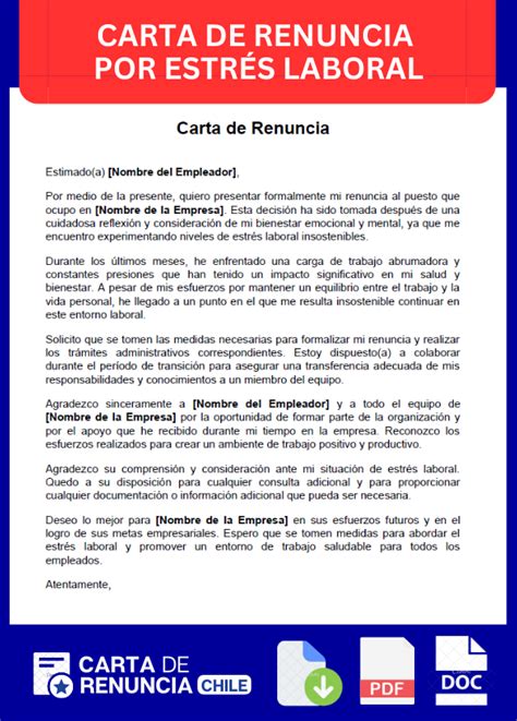 Carta De Renuncia Por Estr S Laboral Ejemplos Y Modelos