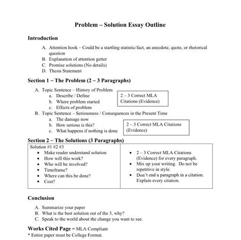 Problem Solution Essay Outline Introduction A