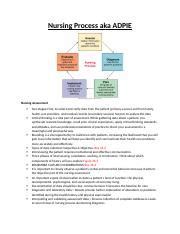 Nursing Process Aka ADPIE Info Sheet 1 Docx Nursing Process Aka