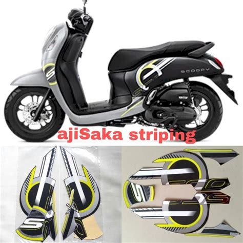 Jual Striping Stiker Lis Polet Bodi Motor Honda Scoopy 2024 Silver