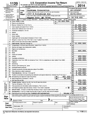 Form 1120 U S Corporation Income Tax Return Fill Out And Sign