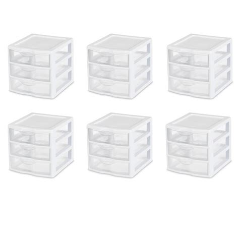 Sterilite Clearview Plastic Multipurpose Small 3 Drawer Desktop Storage