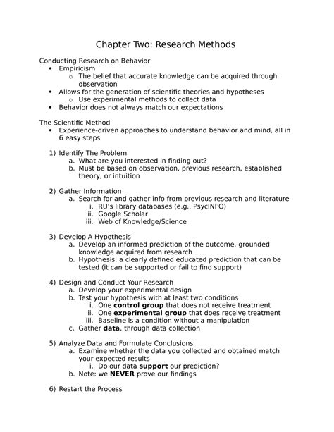 Psyc Ch Notes Professor Kirsten Pack Chapter Two Research