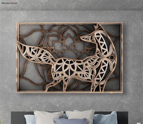 Buy Brown Fox Wooden Wall Art at 37% OFF Online | Wooden Street