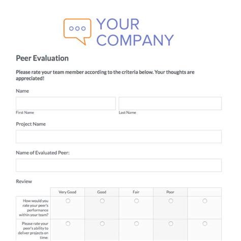 Peer Evaluation Form Template Formstack