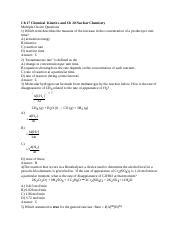 Ch 17 Chemical Kinetics And Ch 20 Nuclear Chemistry Docx Ch 17