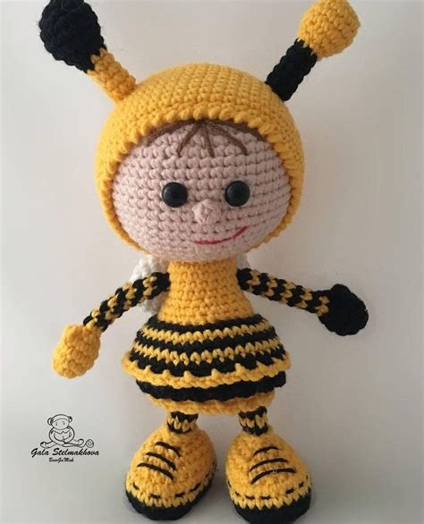 173DE Häkelanleitung Puppe im Bienen Kleid Amigurumi PDF Stelmakhova