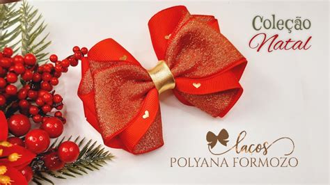 Como fazer Laço de Fita Tema Natal Laço Milena 2 Por Polyana Formozo