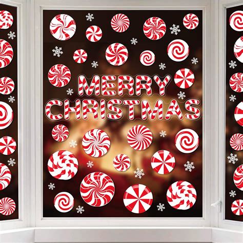 Amazon Anydesign Sheets Christmas Window Clings Xmas Red White