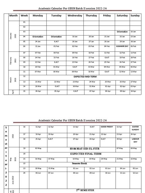 Academic Calander Four Years | PDF | Academic Term