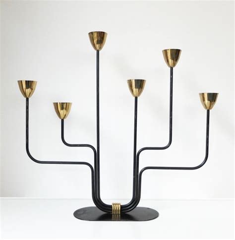 Large Vintage Scandinavian Brass Metal Candelabra By Gunnar Ander For