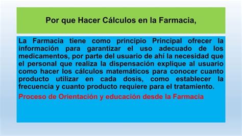 Calculo Para Dispensación de Medicamentos de Medicamentos pptx