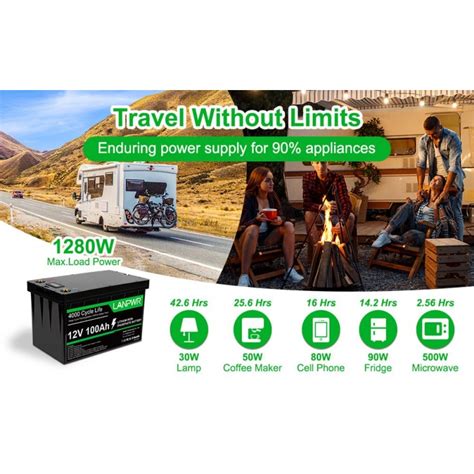 2 Pcs LANPWR 12V 100Ah LiFePO4 Battery Pack Backup Power 2 1280Wh