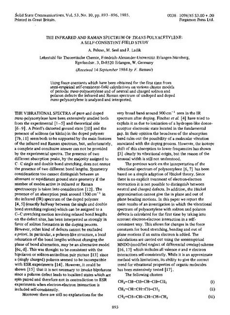 PDF The Infrared And Raman Spectrum Of Trans Polyacetylene A Self