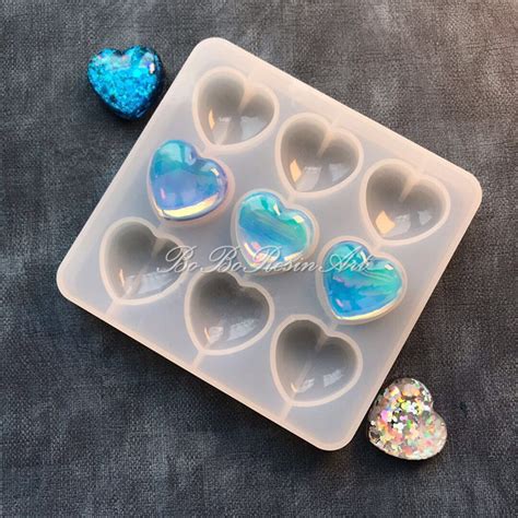 Heart Shaped Silicone Mold Shiny Heart Resin Mold Love Heart Mold Heart