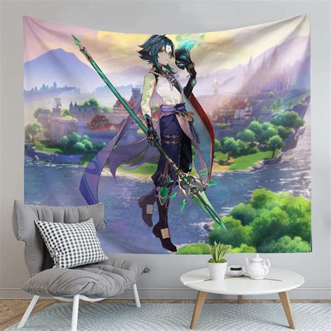 Jinhua Yiyan Genshin Impact Tapisserie Tapestry Xiao Affiche D Anime