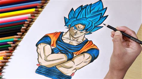 How To Draw Goku Super Saiyan Blue How To Draw Super Saiyan Goku Color Pencil Drawing Youtube