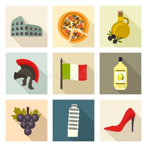 Italy Icon Set Vector Illustration Stock Vector Illustration Of