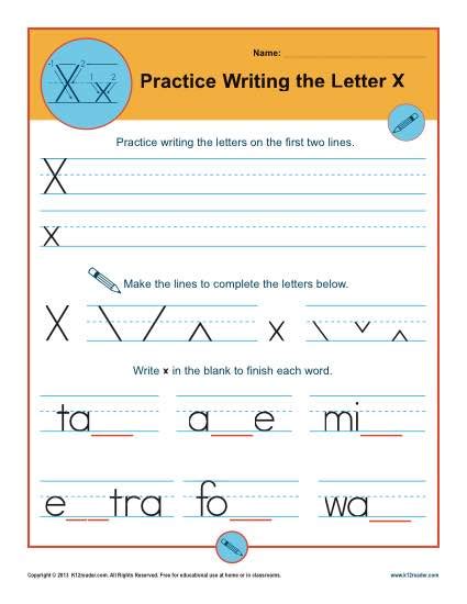 Letter X Worksheets Printable Handwriting Worksheet