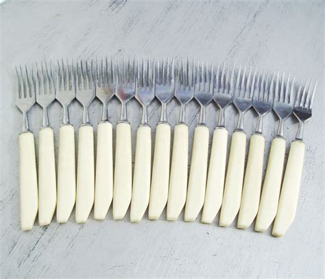 Vintage Cutlery Bakelite Handles Flatware Set Of 15 Heavy Etsy