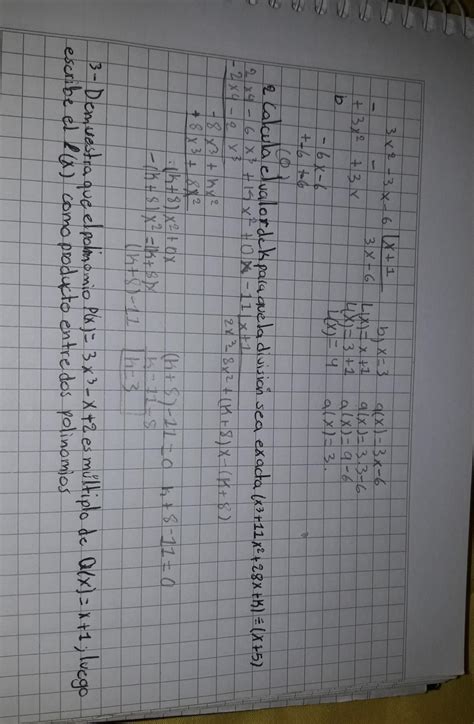 2 Calcula El Valor De K Para Que La División Sea Exacta X3 11x2 28x K X 5 3