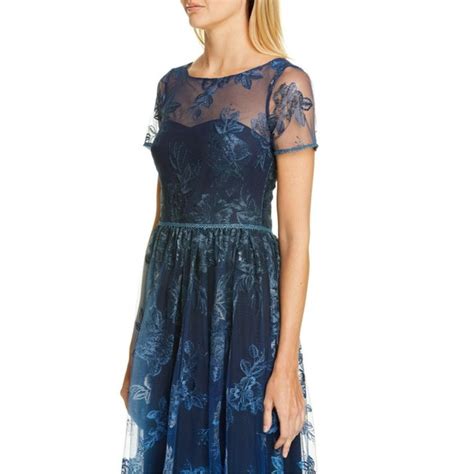 Marchesa Notte Dresses Marchesa Notte Navy Blue Ombre Embroidered