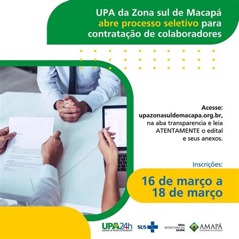 UPA da Zona sul de Macapá abre processo seletivo de contratação de