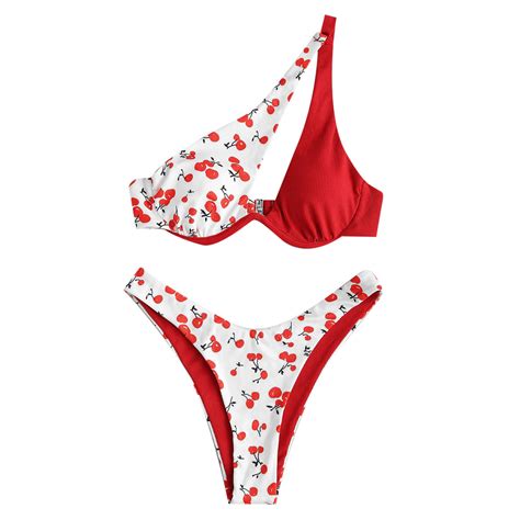 Odeerbi Two Piece Swimsuit For Women Bikini Patchwork Print Set